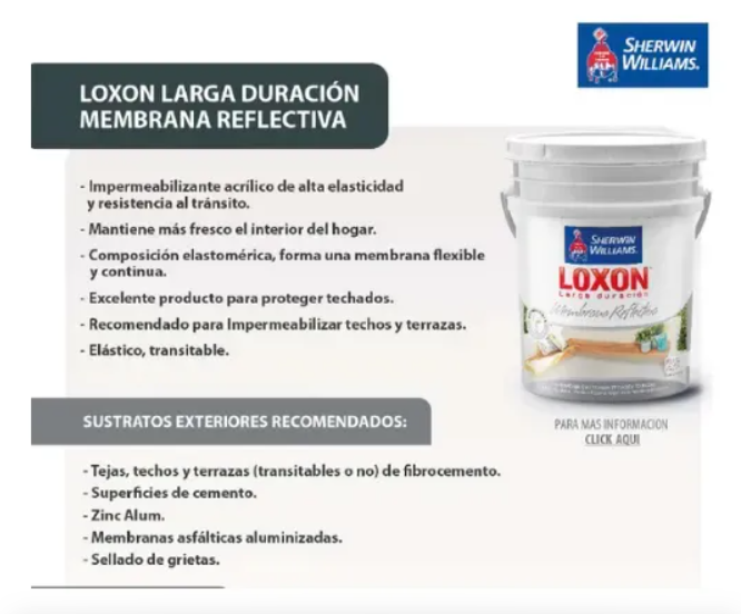 membrana impermeabilizante y reflectiva loxon 25kg blanco